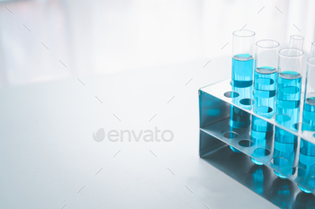scientific Chemistry glassware for research in laboratory, 