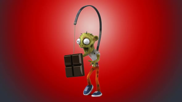 Fun 3D cartoon Zombie after chocolate alt