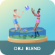 3D Illustration Couple Play Ball on the Beach Sea - 3DOcean Item for Sale