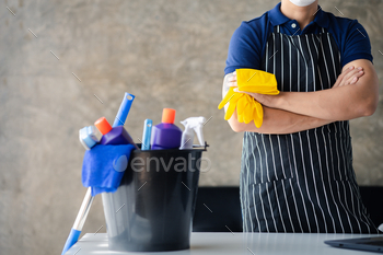 f the cleaning company. Cleaning staff. Concept of cleanliness in the organization.