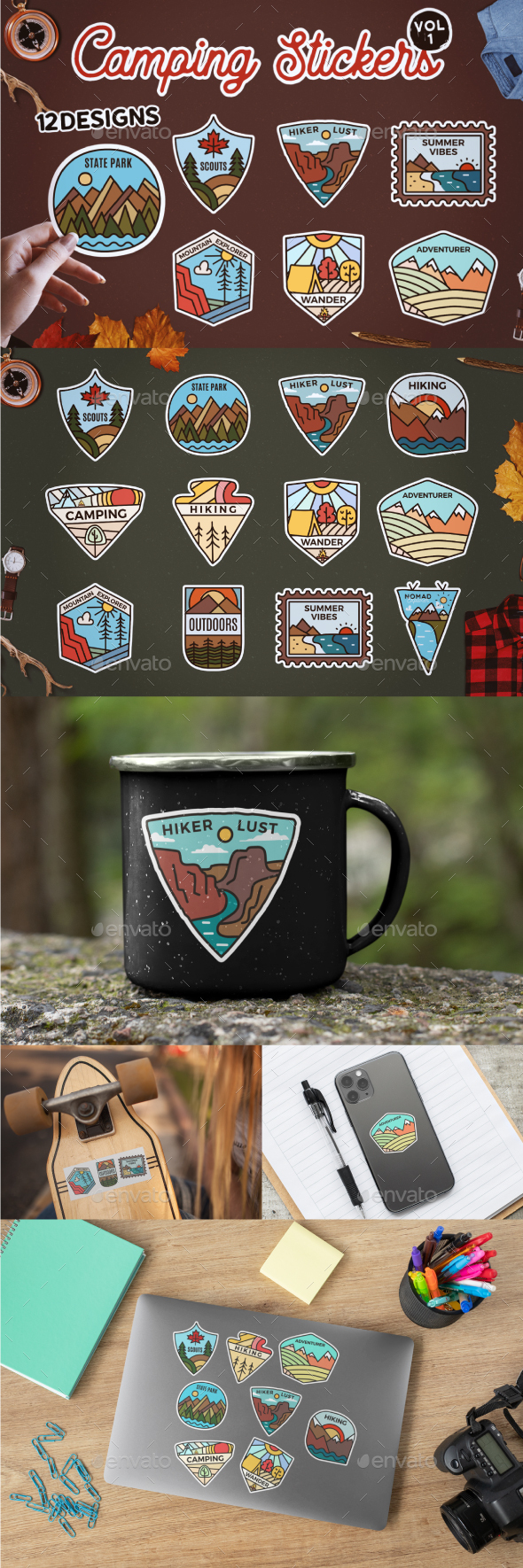 Camping Stickers Set Vol1
