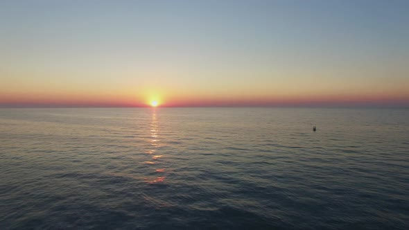 Drone shot of Lake Michigan at Sunset