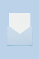 Blank empty white paper card in blue opened envelope isolated on blue background - PhotoDune Item for Sale