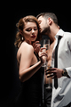 sexy man in unbuttoned shirt kissing elegant, passionate girl holding champagne glass isolated on - PhotoDune Item for Sale