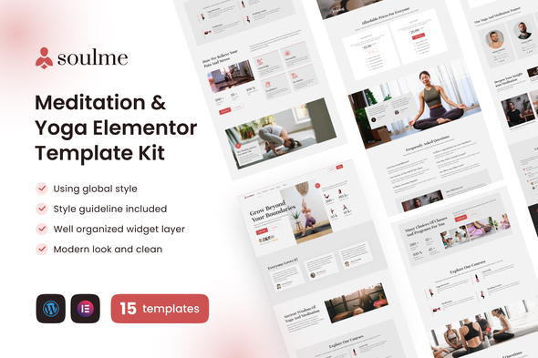 Soulme Yoga Meditation & Wellness Mindfulness Elementor Template Kit – 1 Sold!