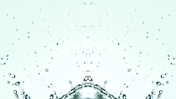 Super Slow Motion Shot of Mirrored Water Splash at 1000Fps on White Background