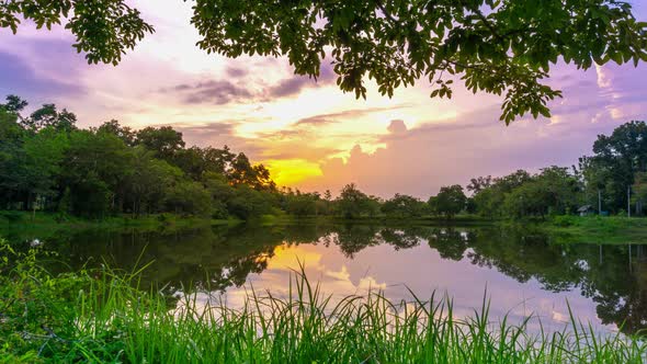 4k Time-lapse, View of Colorful dramatic sky sunset or sunrise