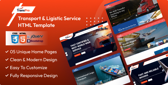 TransPro - Transport, Logistic, Warehouse & Courier Service Html Template