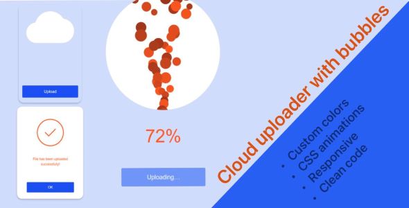 Cloud uploader with bubbles
