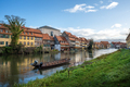 Regnitz River riverbank with small boats and old houses - Bamberg, Bavaria, Germany - PhotoDune Item for Sale