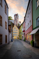 Colorful houses at Fussen Old Town with High Castle - Fussen, Bavaria, Germany - PhotoDune Item for Sale