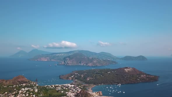 Aerial View on Lipari Islands, Mediterranean Sea