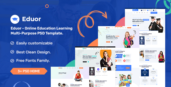 Eduor – Online Education Learning Multi-Purpose PSD Template