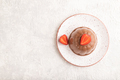 Chocolate jelly with strawberry on gray concrete, top view, copy space. - PhotoDune Item for Sale