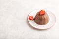 Chocolate jelly with strawberry on gray concrete, side view, copy space. - PhotoDune Item for Sale