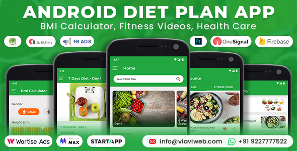 Android Diet Plan App (BMI Calculator, Fitness Videos, Health Care)