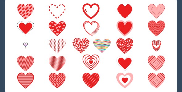 Valentine's Heart Shaped Lottie JSON animated Icons - Animated Love Pack with After Effects