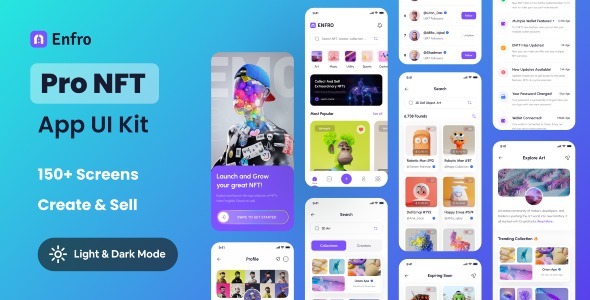 Enfro - NFT Mobile App UI Kit Figma Template