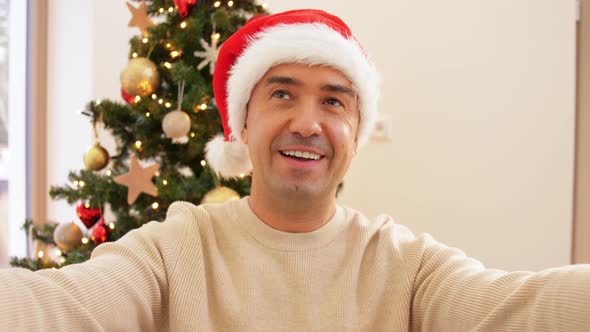 Man Making Content for Video Blog on Christmas