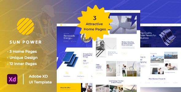 SunPower - Solar and Renewable Wind Energy Website Adobe XD Template