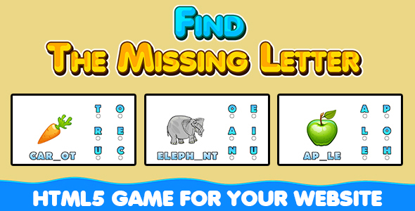 Find The Missing Letter Game (HTML5) Kids Educational Game