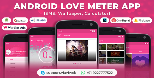 Android Love Meter App (SMS, Wallpaper, Calculator)