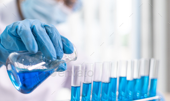 o prepare for the determination of chemical composition and biological mass in a scientific laboratory, Scientists and research in the lab Concept.