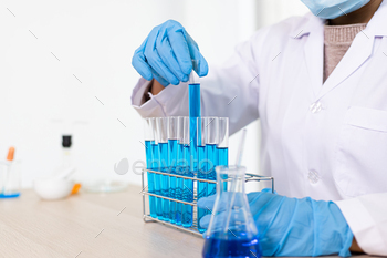 o prepare for the determination of chemical composition and biological mass in a scientific laboratory, Scientists and research in the lab Concept.