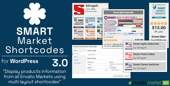 Smart Market Shortcodes - Plugin for WordPress and Envato Market