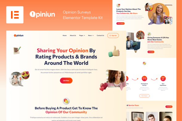 Opiniun - Opinion Surveys Elementor Template Kit