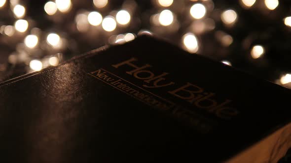 Bible With Bokeh Lights