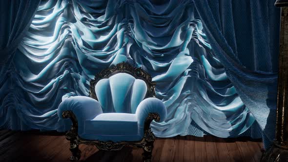 Luxurious Theater Curtain Stage with Chair