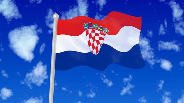 Croatia Flaying National Flag In The Sky