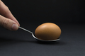 Brown egg holding on two forks, composition - PhotoDune Item for Sale