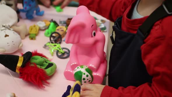 Children Sharing and Playing Games With Toys at Kindergarten, Happy Childhood