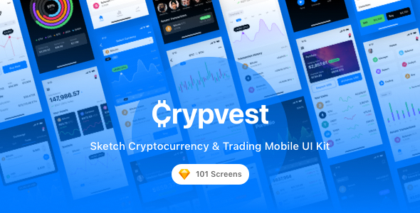 Crypvest - Sketch Cryptocurrency & Trading Mobile UI Kit