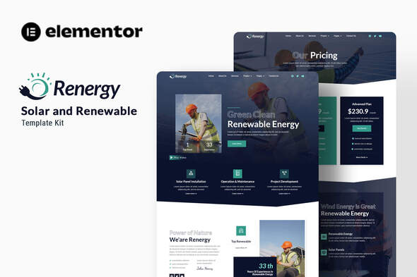 Renergy - Solar & Renewable Elementor Template Kit