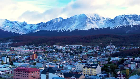 Patagonia landscape. Famous town of Ushuaia at Patagonia Argentina