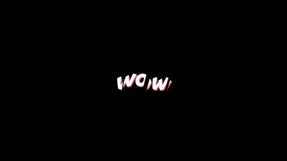 Word wow written in white and red line going through it.