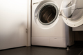Empty open washing machine. Drying and airing the washer machine after launder clothes. - PhotoDune Item for Sale