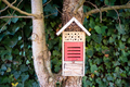 insects hotel with roof and holes hanging on tree - PhotoDune Item for Sale