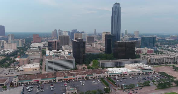 Aerial view of the Houston Galleria Mall area in surrounding landscape