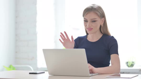 Online Video Call By Woman in Office