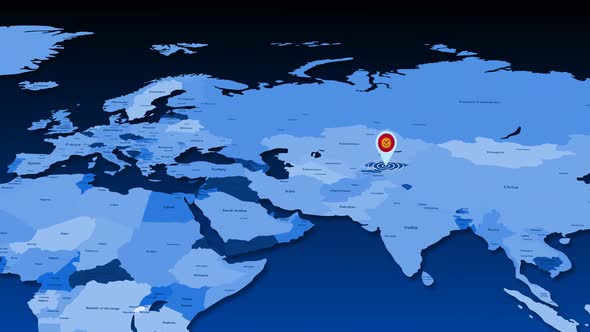 Kyrgyzstan Location Tracking Animation On Earth Map