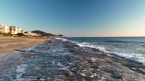 Seascape at Sunset Day Aerial 4K