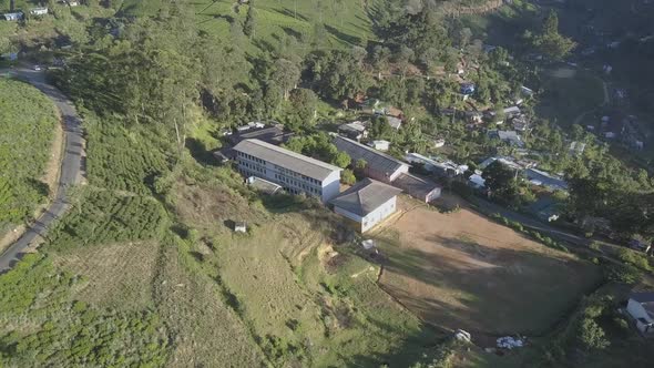 Closed Tea Factory Standing Among Endless Green Plantations