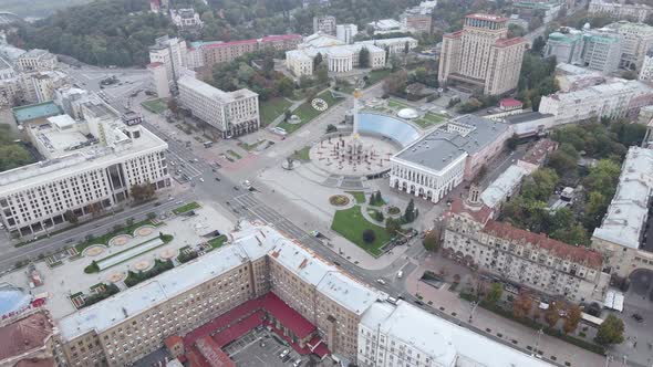 Cityscape of Kyiv, Ukraine. Aerial View, Slow Motion