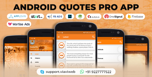 Android Quotes Pro App (Authors, Categories)