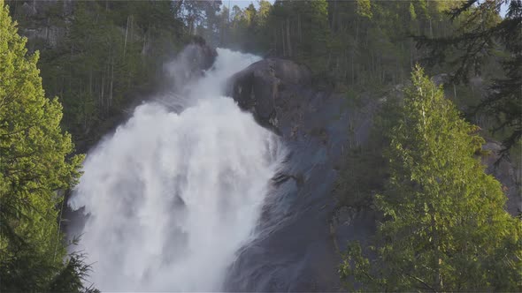 View of Shannon Falls and Water Rushing Down the Canyon