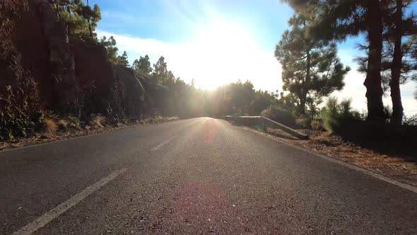 Long asphalt road ground view and travel concept 